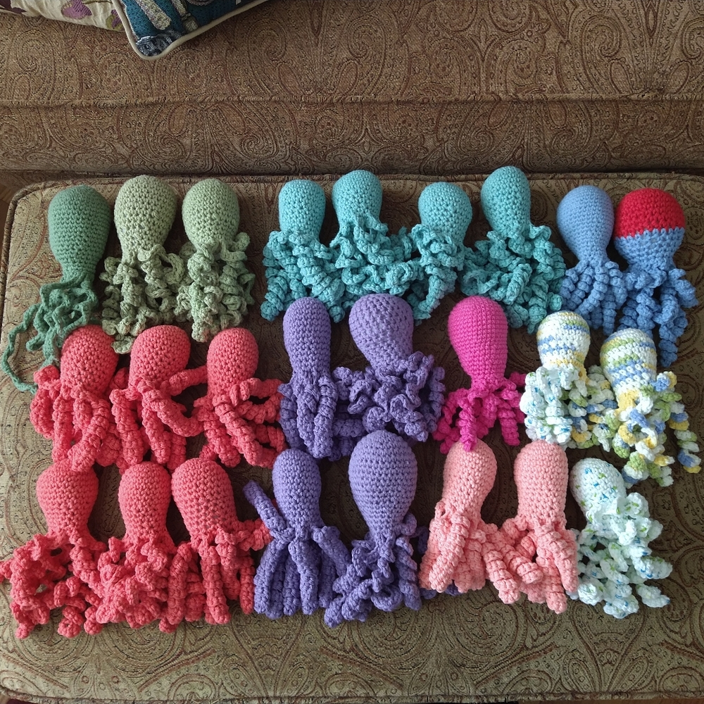 2 Crocheted Octopuses, you choose your Octopus colors! $5 each or 5 for $20